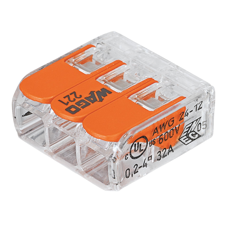 Wago 221413 3Way Lever Connector 50 Box Vision Lighting Ltd
