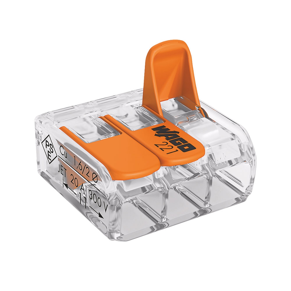Wago 221413 3Way Lever Connector 50 Box Vision Lighting Ltd
